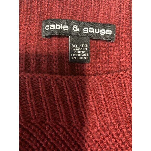 cable gauge womens solid Maroon red Knit long sleeve sweater top xl - Picture 3 of 4